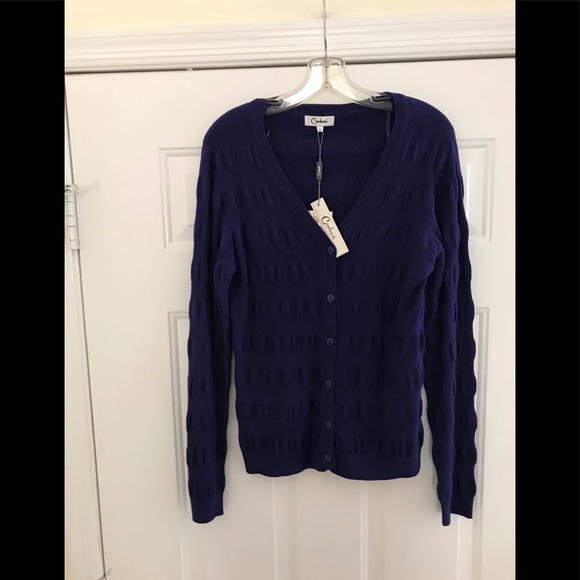 💙💜COBALT BUTTON DOWN SWEATER, V NECK - Picture 3 of 5